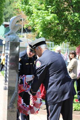 saranac memorial lake fire chief bruce brendan nason police during lay keough wreath ceremony