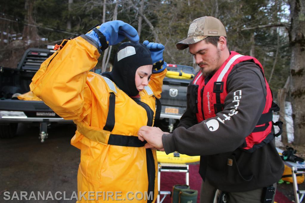 On Thursday March 13th SLVFD members conducted department level ice Rescue training at the Ampersand Boat Launch.