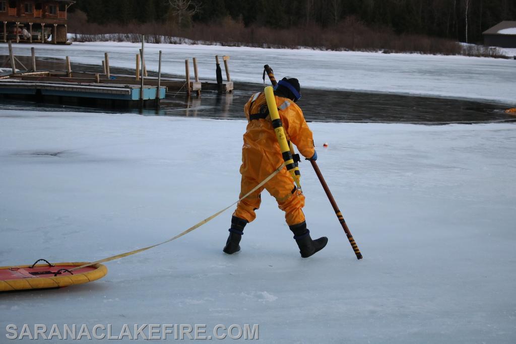 On Thursday March 13th SLVFD members conducted department level ice Rescue training at the Ampersand Boat Launch.