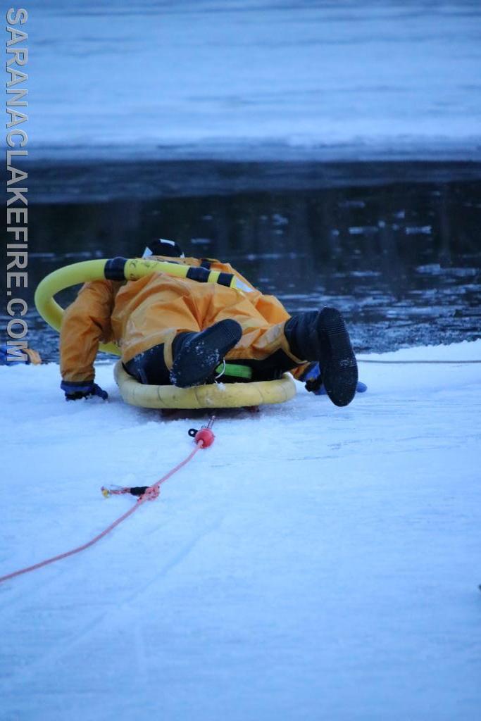 On Thursday March 13th SLVFD members conducted department level ice Rescue training at the Ampersand Boat Launch.
