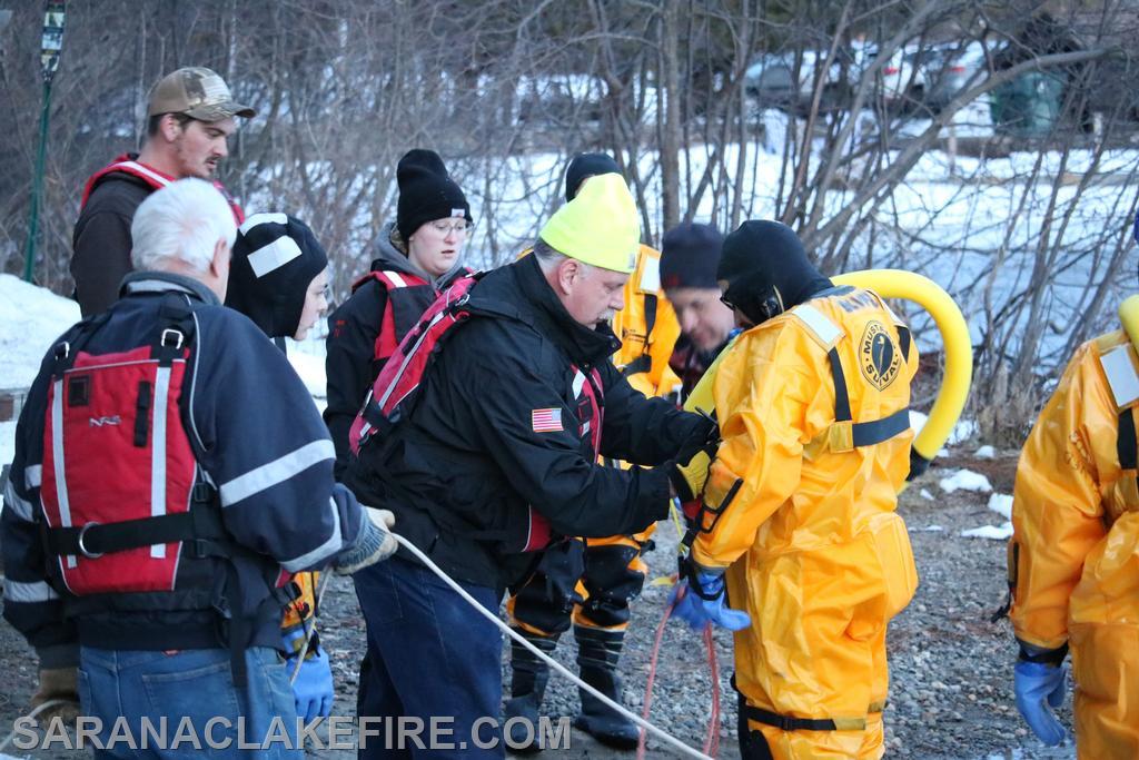 On Thursday March 13th SLVFD members conducted department level ice Rescue training at the Ampersand Boat Launch.