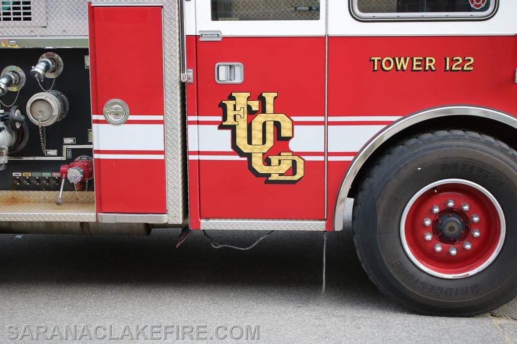 UCONN FD Tower 122 labels still in place on the truck