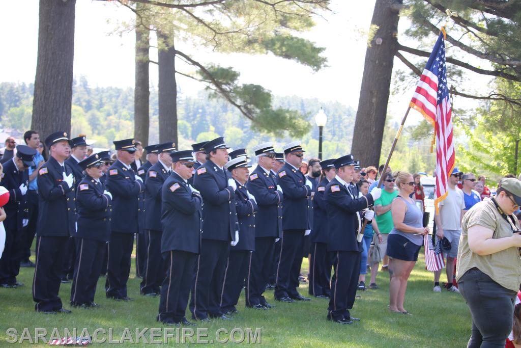 SLVFD members marched in the memorial day parade and participated in the ceremonies at Riverside Park.