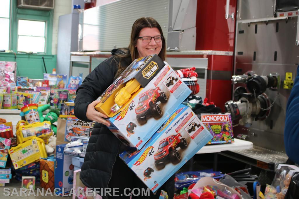 Community members stopped by and dropped off toys throughout the day, adding to the growing pile of toys.